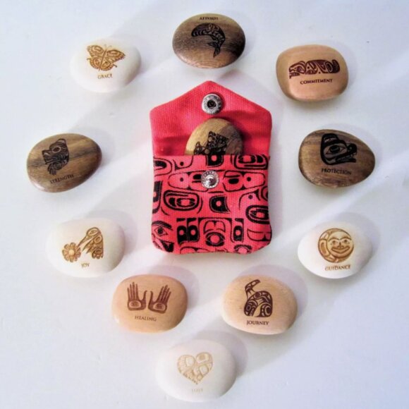Pocket Spirit Coin Poch Red - Chilkat Whale design by Namgis artist Ryan Cranmer - Picture 1 of 8